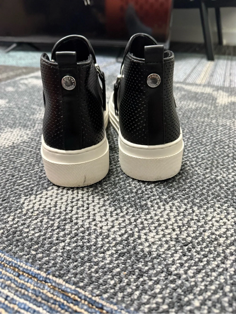 Steve Madden Black Leather Platform Sneaker Boot with White Sole
